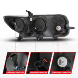 ANZO 2008-2010 Scion Xb Projector Headlights w/ Halo Black - 121280