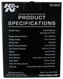 K&N Universal Rubber Filter 3 1/2inch ID FLG / 6inch Base / 4-5/8inch Top / 6inch Height - RE-0950