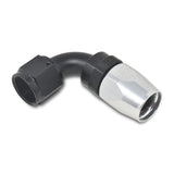 Russell Performance -4 AN Black/Silver 90 Degree Full Flow Hose End - 610153