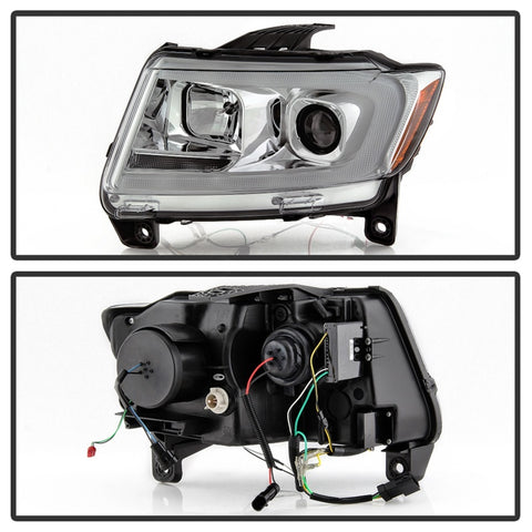 Spyder 11-13 Jeep Grand Cherokee - Light Bar Proj Headlights - Halo Model - Chro - PRO-YD-JGC11-LB-C - 5085801