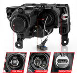 ANZO 2017-2018 Jeep Grand Cherokee Projector Headlights w/ Plank Style Switchback - Chrome w/ Amber - 111419