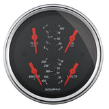 Autometer Designer Black 3.375in Quad Gauge - Fuel Level / Oil Pressure / Water Temp. / Voltmeter - 1414