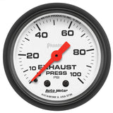 Autometer Phantom 2-1/16in 0-100 PSI Mechanical Exhaust (Drive) Pressure Gauge - 5726
