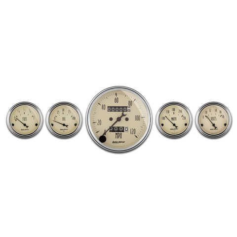 AutoMeter Gauge Kit 5 Pc. 3-1/8in. & 2-1/16in. Mech. Speedometer Antique Beige - 1808