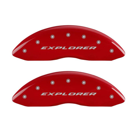 MGP 4 Caliper Covers Engraved Front & Rear Explorer Red finish silver ch - 10215SXPLRD