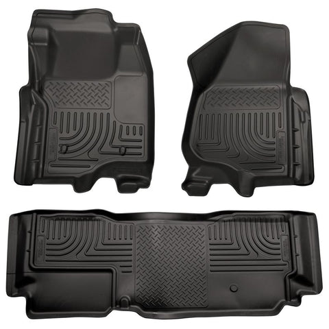 Husky Liners 11-12 Ford SD Super Cab WeatherBeater Combo Black Floor Liners (w/o Manual Trans Case) - 98721