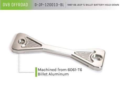 DV8 Offroad 1997-06 Jeep TJ Battery Hold Down Billet - D-JP-120013-BL