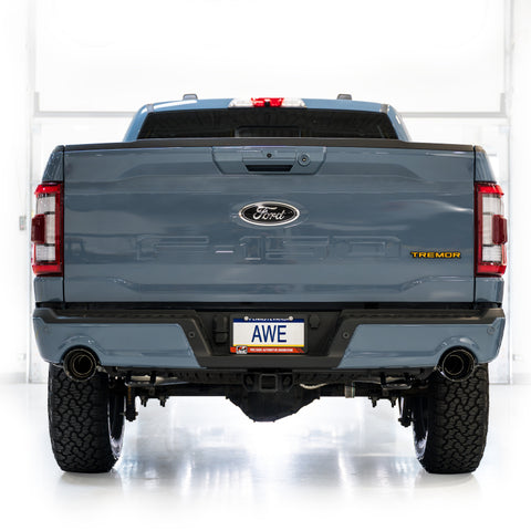 AWE Tuning 2021+ Ford F-150 Tremor (w/ Bumper Cutouts) 0FG Resonated Catback - Diamond Black Tips - 3015-33402