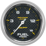 Autometer Marine Carbon Fiber 2-5/8in 15 PSI Digital Stepper Motor Fuel Pressure Gauge - 200849-40