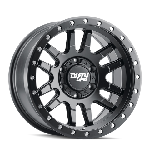 Dirty Life 9309 Canyon Pro 17x9/5x127 BP/-38mm Offset/71.5mm Hub Matte Black Wheel - Beadlock - 9309-7973MB38