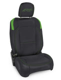 PRP Jeep Wrangler JL Front Seat Covers - 2 door- with Pocket Back (Pair) - Black/Green - B037-06