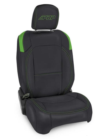 PRP Jeep Wrangler JL Front Seat Covers - 2 door- with Molle Back (Pair) - Black/Green - B038-06