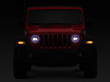 Raxiom 18-22 Jeep Wrangler JL/JT Axial 9-Inch LED Headlights w/RGB Halo- Blk Housing (Clear Lens) - J142668