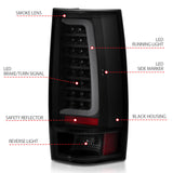 ANZO 2007-2014 Chevy Tahoe LED Taillight Plank Style Black w/Smoke Lens - 311322