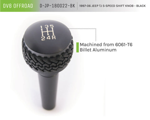DV8 Offroad 1997-06 Jeep TJ 5-Speed Shift Knob And Lever Black - D-JP-180022-BK