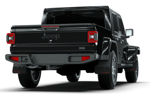 Rally Armor 19-25 Jeep Gladiator JT (Incl. Overland/Sport/Sport S) Black Mud Flap w/Red Logo - MF84-BLK-RD