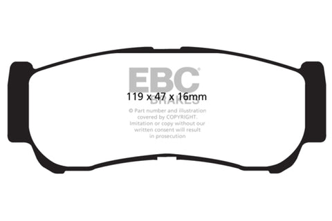 EBC 07-09 Hyundai Santa Fe 2.7 Yellowstuff Rear Brake Pads - DP41982R