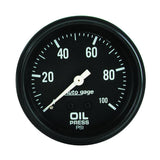 Autometer AutoGage 2-5/8in Mechanical Black 0-100 PSI Oil Pressure Gauge - 2312