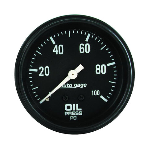 Autometer AutoGage 2-5/8in Mechanical Black 0-100 PSI Oil Pressure Gauge - 2312