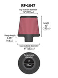 K&N Round Tapered Universal Air Filter 3 inch Flange 6 inch Base 5 inch Top 6 inch Height - RF-1047