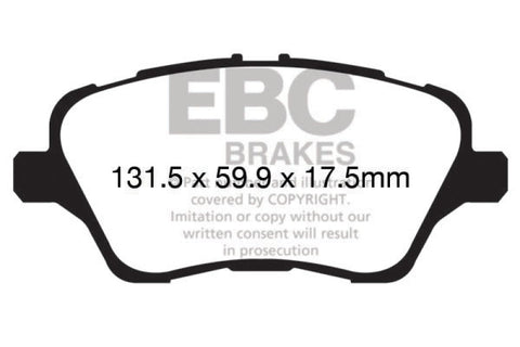 EBC 13+ Ford Fiesta 1.6 Turbo ST Yellowstuff Front Brake Pads - DP42149R