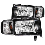 ANZO 1994-2001 Dodge Ram Crystal Headlights Black - 111067