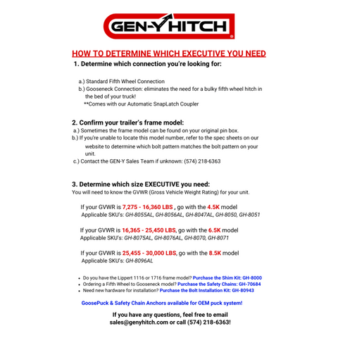 Gen-Y Executive Torsion-Flex Auto Latch 5th Wheel to Gooseneck 2-5/16in Coupler (2.5K-4.5K PW) - GH-8055AL