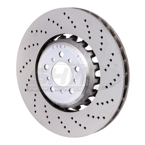 SHW 13-16 BMW M5 4.4L Right Front Cross-Drilled Lightweight Brake Rotor (34112284102) - BFR48161