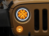 Raxiom 07-18 Jeep Wrangler JK Axial Spider LED Headlights w/Angel Eye Halo- Blk Housing (Clear Lens) - J152602