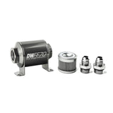 DeatschWerks Stainless Steel 8AN 10 Micron Universal Inline Fuel Filter Housing Kit (70mm) - 8-03-070-010K-8