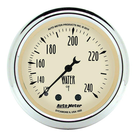Autometer 2-1/16 inch Mechanical Antique Beige Water Temp Gauge 120-240 Deg F - 1832