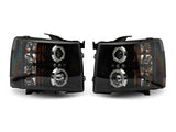 Raxiom 07-13 Silverado 1500 Super White LED Halo Projector Headlights- Black Housing (Clear Lens) - S112717