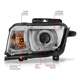 ANZO 2010-2013 Chevrolet Camaro Projector Headlights w/ Halo Chrome (CCFL) - 121311
