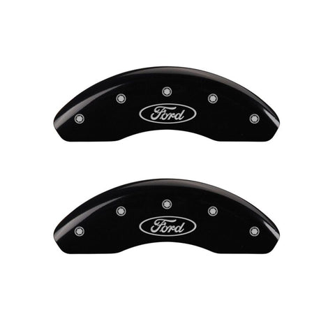 MGP Front set 2 Caliper Covers Engraved Front Oval logo/Ford Black finish silver ch - 10228FFRDBK