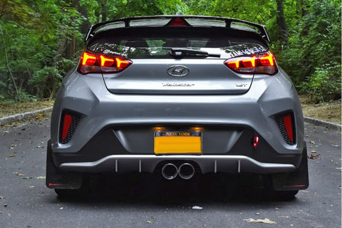 Rally Armor 19-21 Hyundai Veloster Turbo R-Spec Red UR Mud Flap w/ White Logo - MF58-UR-RD/WH