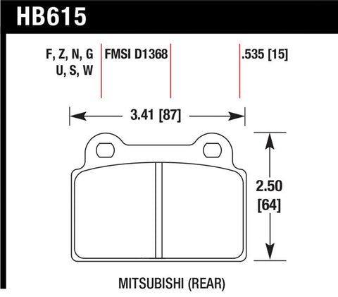 Hawk EVO X Performance Ceramic Street Rear Brake Pads - HB615Z.535