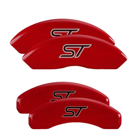 MGP 4 Caliper Covers Engraved Front & Rear No bolts/ST Red finish silver ch - 10119SST1RD