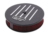 Edelbrock Air Cleaner Racing Series Round Aluminum Top Cloth Element 14In Dia X 3 125In Dropped Base - 41663