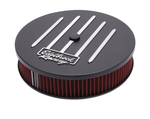 Edelbrock Air Cleaner Racing Series Round Aluminum Top Cloth Element 14In Dia X 3 125In Dropped Base - 41663