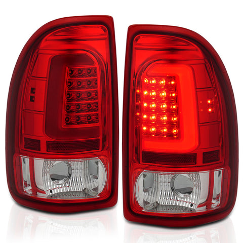 ANZO 1997-2004 Dodge Dakota LED Taillights Chrome Housing Red Lens Pair - 311349