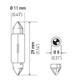 Hella Bulb 6430 24V 3W SV7-8 T2.5 8x29mm - 6430