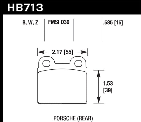 Hawk 65-69 Porsche 911/912 Performance Ceramic Street Rear Brake Pads - HB713Z.585