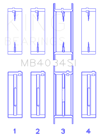 King Ford 232 (Size 0.25) Main Bearing Set - MB4034SI0.25