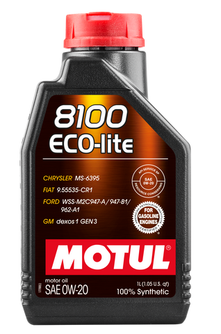 Motul 1L Synthetic Engine Oil 8100 0W20 ECO-LITE - 108534