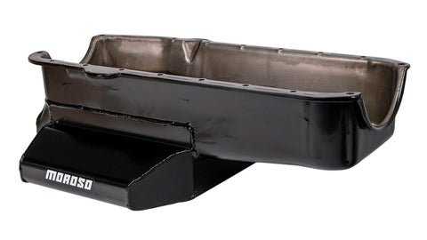 Moroso Pre-80 Chevrolet SBC (w/2 Pc Seal & Low Clearance) Wet Sump 7qt 7in Steel Oil Pan - Black - 21812