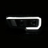 ANZO 2016-2017 Toyota Tacoma Projector Headlights w/ Plank Style Switchback Black w/ Amber w/ DRL - 111397