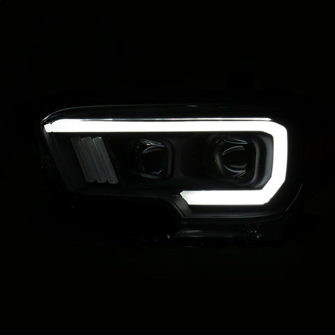 ANZO 2016-2017 Toyota Tacoma Projector Headlights w/ Plank Style Switchback Black w/ Amber w/ DRL - 111397