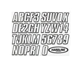 Hardline Boat Lettering Registration Kit 3 in. - 800 White/Black - WHBLK800