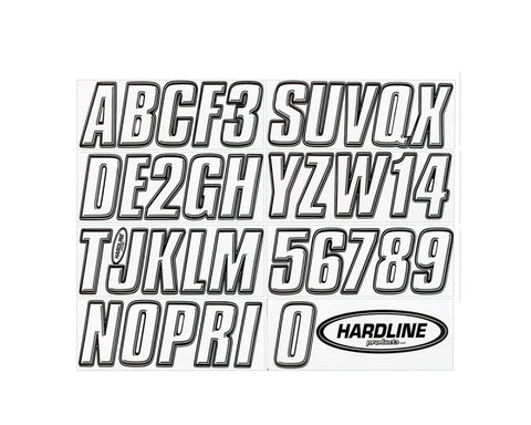 Hardline Boat Lettering Registration Kit 3 in. - 800 White/Black - WHBLK800