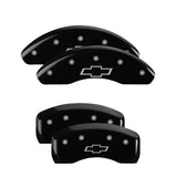 MGP 4 Caliper Covers Engraved F & R Chevy Racing Black Finish Silver Char 2019 Chevrolet Camaro - 14241SBRCBK
